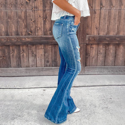 Funki Findz | Pants | Women's High Waist Flare Leg Fly Zip Jean