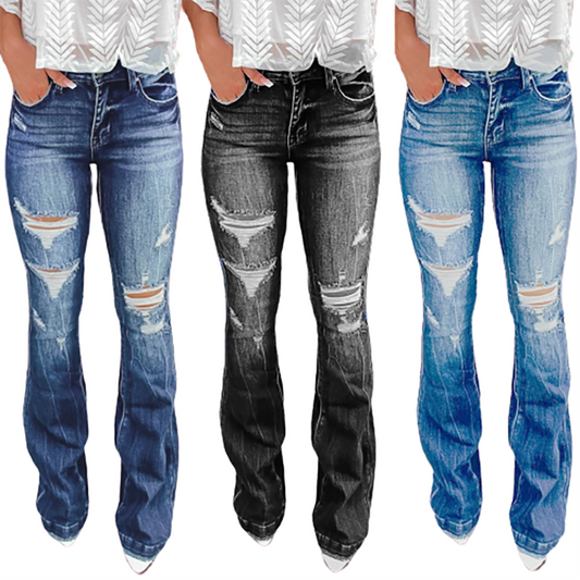 Funki Findz | Pants | Women's High Waist Flare Leg Fly Zip Jean
