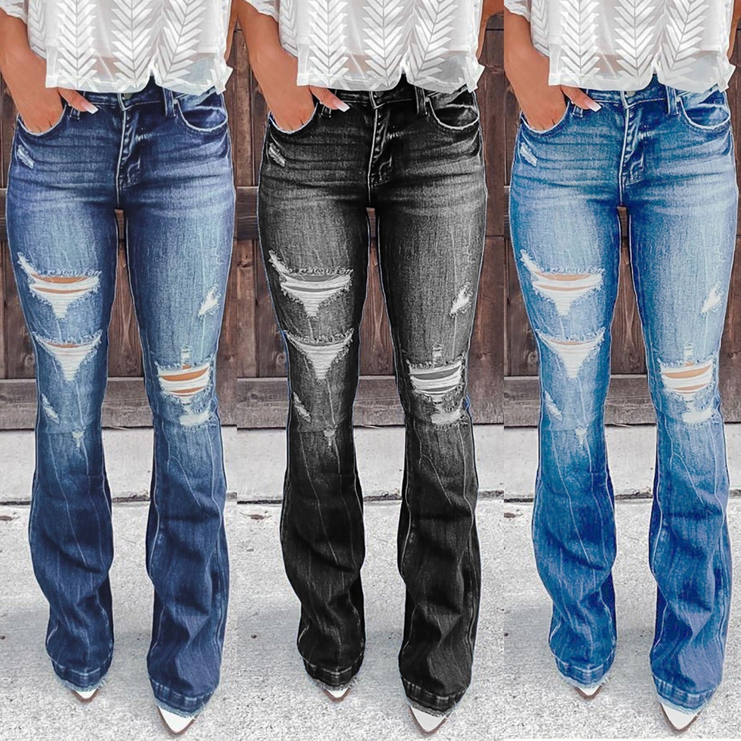 Funki Findz | Pants | Women's High Waist Flare Leg Fly Zip Jean