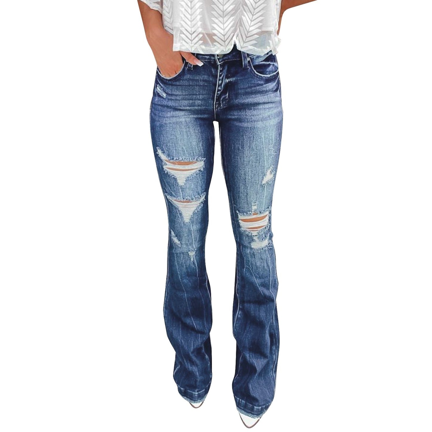Funki Findz | Pants | Women's High Waist Flare Leg Fly Zip Jean