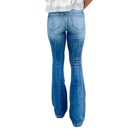 Funki Findz | Pants | Women's High Waist Flare Leg Fly Zip Jean