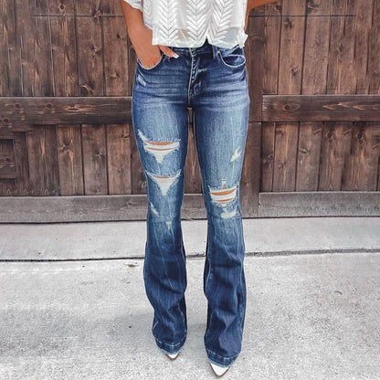 Funki Findz | Pants | Women's High Waist Flare Leg Fly Zip Jean