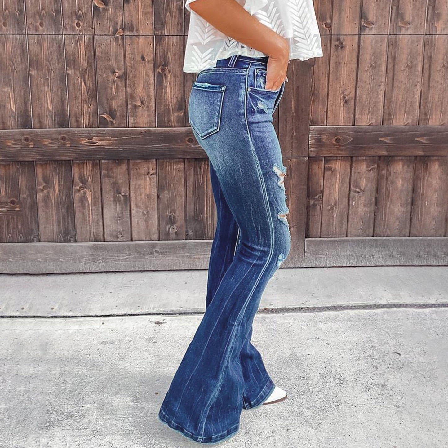 Funki Findz | Pants | Women's High Waist Flare Leg Fly Zip Jean