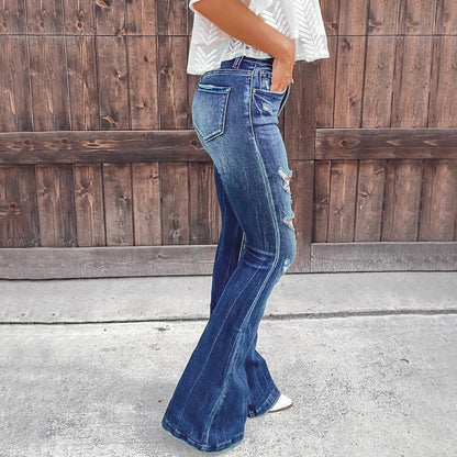 Funki Findz | Pants | Women's High Waist Flare Leg Fly Zip Jean