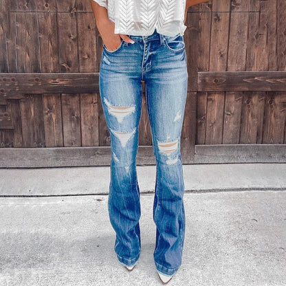 Funki Findz | Pants | Women's High Waist Flare Leg Fly Zip Jean