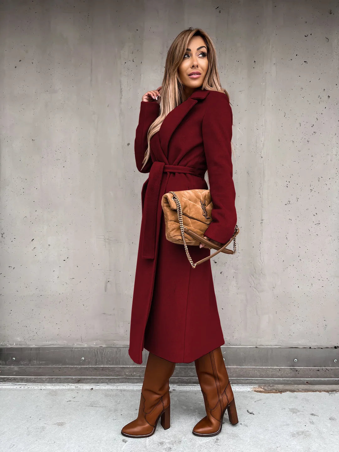 Funki Findz | Jackets | Women's Elegant Long Tie Belt Overcoats