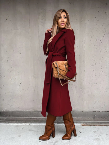 Funki Findz | Jackets | Women's Elegant Long Tie Belt Overcoats