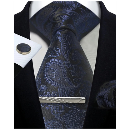 Funki Findz | Neckties | Mens Tie Clip Cufflinks Hanky 4Pcs Set