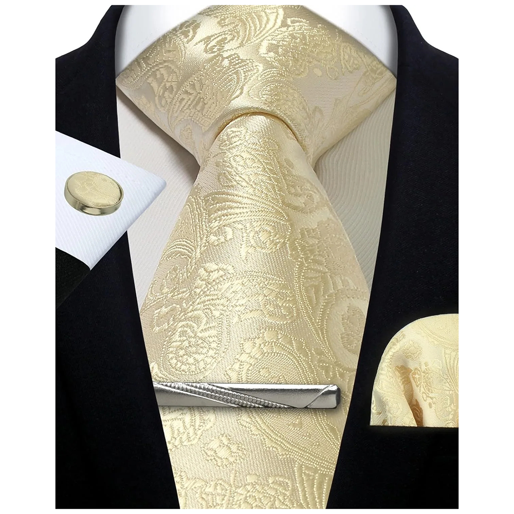 Funki Findz | Neckties | Mens Tie Clip Cufflinks Hanky 4Pcs Set