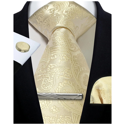 Funki Findz | Neckties | Mens Tie Clip Cufflinks Hanky 4Pcs Set