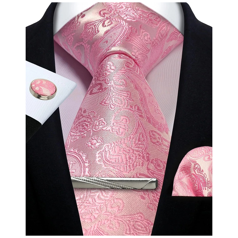 Funki Findz | Neckties | Mens Tie Clip Cufflinks Hanky 4Pcs Set