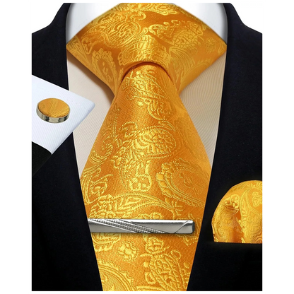 Funki Findz | Neckties | Mens Tie Clip Cufflinks Hanky 4Pcs Set
