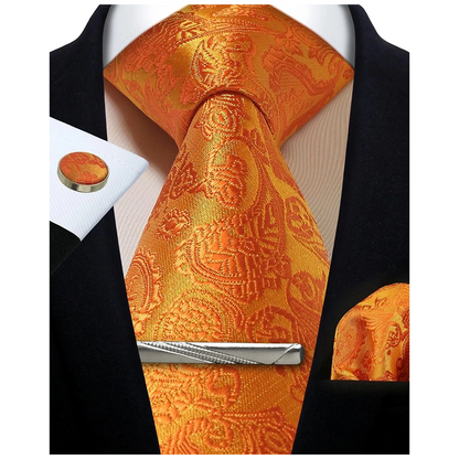 Funki Findz | Neckties | Mens Tie Clip Cufflinks Hanky 4Pcs Set