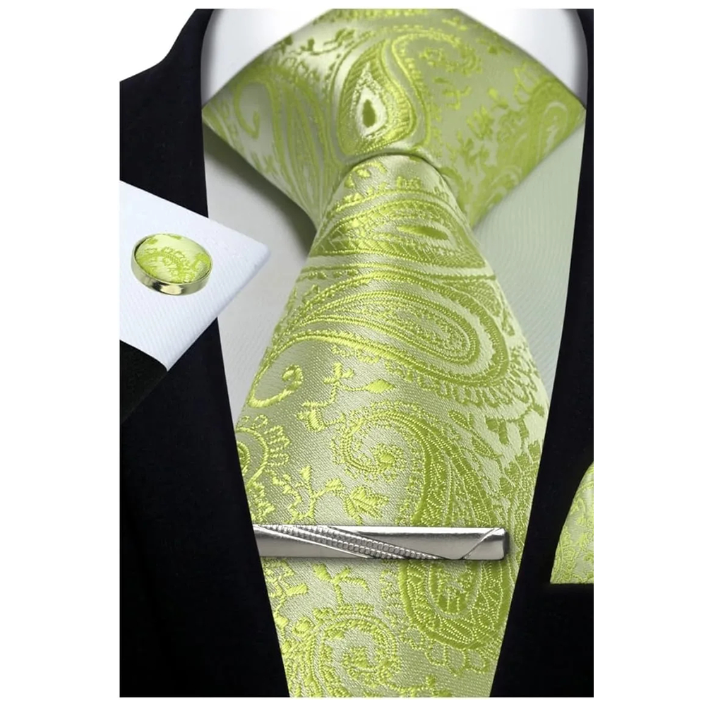 Funki Findz | Neckties | Mens Tie Clip Cufflinks Hanky 4Pcs Set