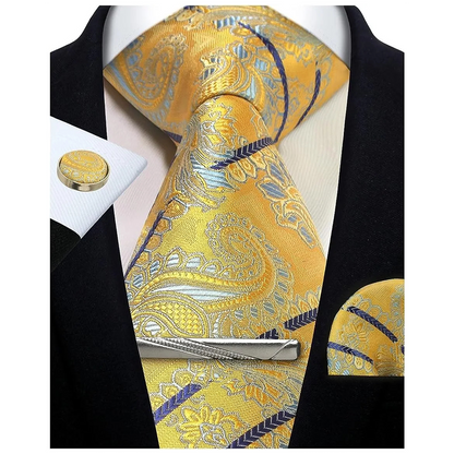Funki Findz | Neckties | Mens Tie Clip Cufflinks Hanky 4Pcs Set