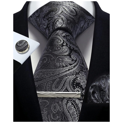Funki Findz | Neckties | Mens Tie Clip Cufflinks Hanky 4Pcs Set