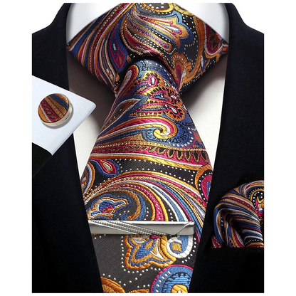 Funki Findz | Neckties | Mens Tie Clip Cufflinks Hanky 4Pcs Set