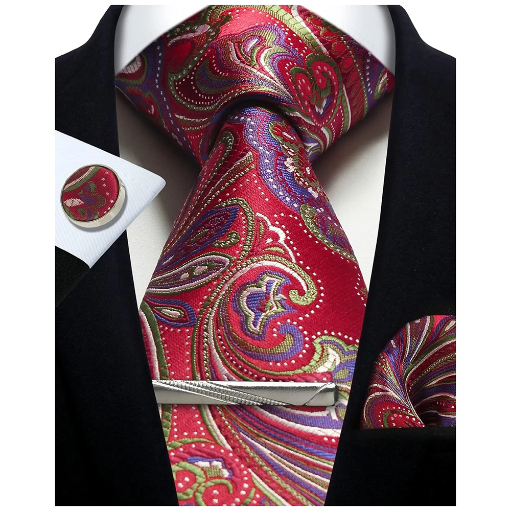 Funki Findz | Neckties | Mens Tie Clip Cufflinks Hanky 4Pcs Set