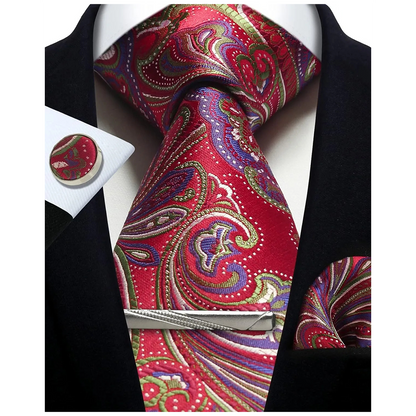 Funki Findz | Neckties | Mens Tie Clip Cufflinks Hanky 4Pcs Set
