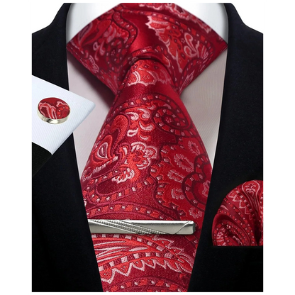 Funki Findz | Neckties | Mens Tie Clip Cufflinks Hanky 4Pcs Set