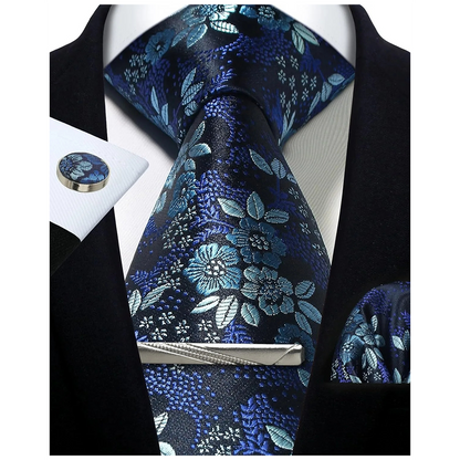 Funki Findz | Neckties | Mens Tie Clip Cufflinks Hanky 4Pcs Set