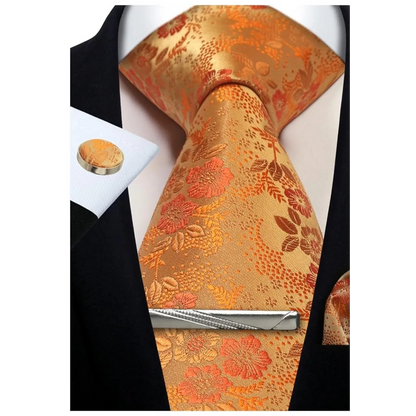 Funki Findz | Neckties | Mens Tie Clip Cufflinks Hanky 4Pcs Set