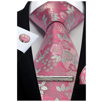 Funki Findz | Neckties | Mens Tie Clip Cufflinks Hanky 4Pcs Set