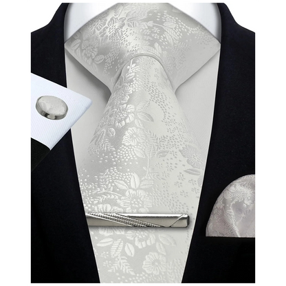 Funki Findz | Neckties | Mens Tie Clip Cufflinks Hanky 4Pcs Set