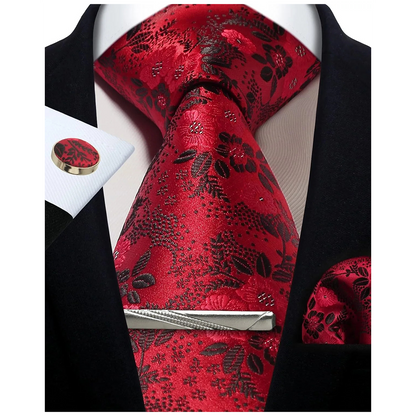 Funki Findz | Neckties | Mens Tie Clip Cufflinks Hanky 4Pcs Set
