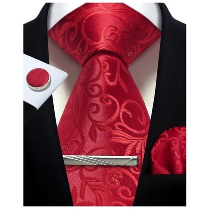 Funki Findz | Neckties | Mens Tie Clip Cufflinks Hanky 4Pcs Set