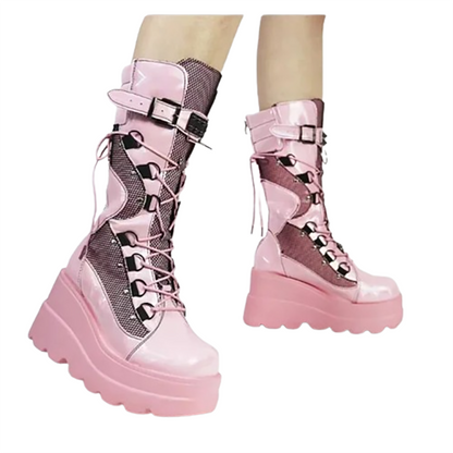 Funki Findz | Boots | Women's Punk High Platform Wedge Boots