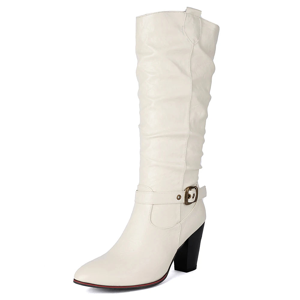 Funki Findz | Boots | Women's Pull On High Block Heeled Boots