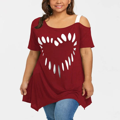 Funki Findz | Shirts | Women's Love Heart Printed Plus Size Shirt