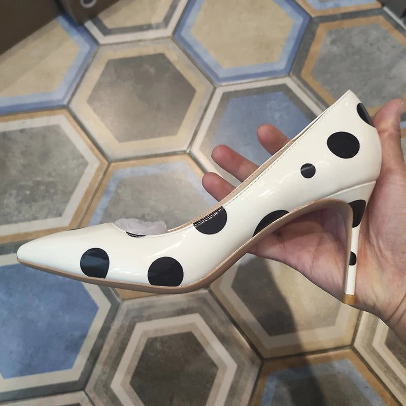 Funki Findz | Shoes | Women's White Black Polka Dot Heels