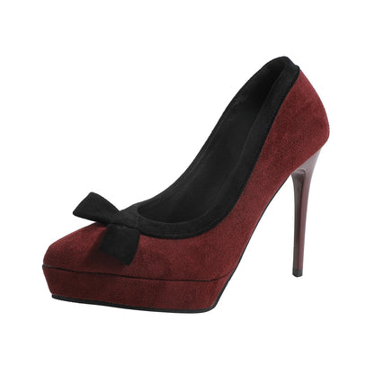 Funki Findz | Shoes | Women's Suede Bow Tie Platorm Heels