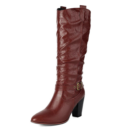 Funki Findz | Boots | Women's Pull On High Block Heeled Boots