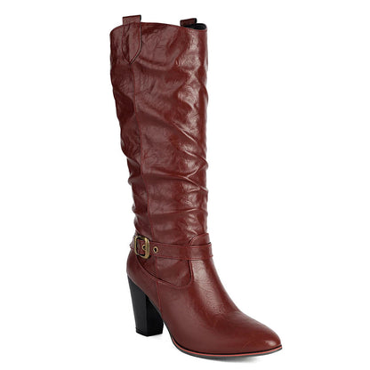 Funki Findz | Boots | Women's Pull On High Block Heeled Boots