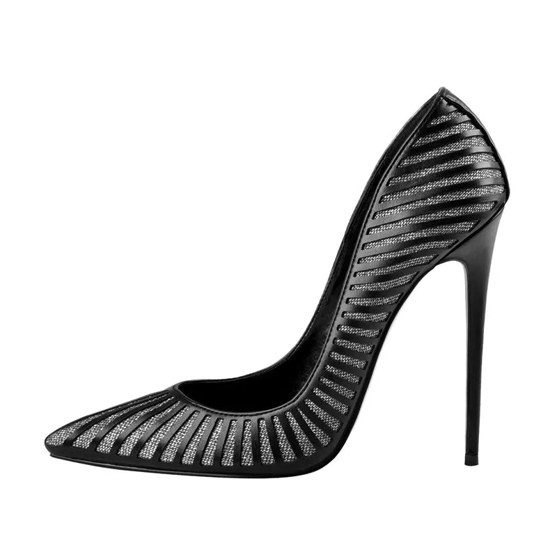 Funki Findz | Shoes | Women's Classic Black Striped Stiletto Pumps