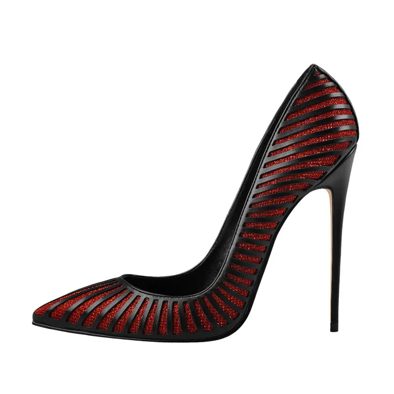 Funki Findz | Shoes | Women's Classic Black Striped Stiletto Pumps
