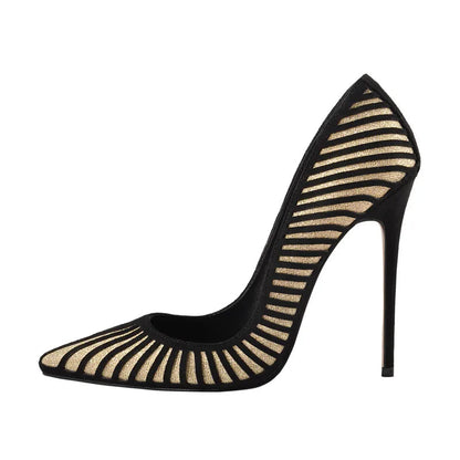 Funki Findz | Shoes | Women's Classic Black Striped Stiletto Pumps