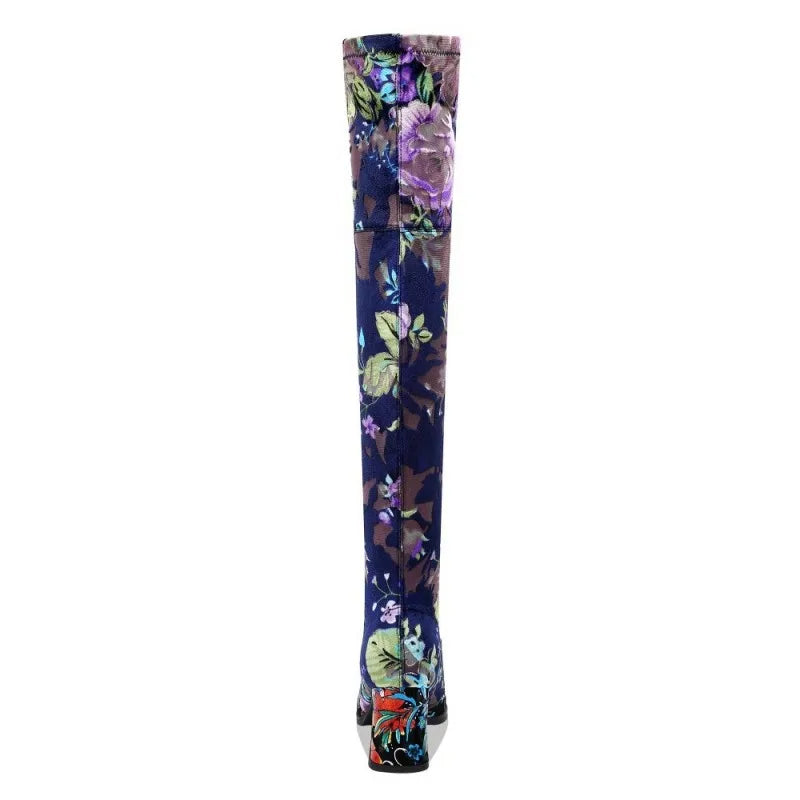 Funki Findz | Boots | Women's Over Knee Flower Embroider Boot